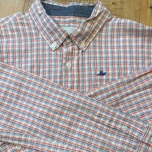 Kids Plaid Button Down Shirt - Orange and Blue